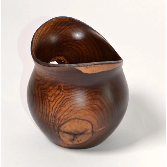 1960s Vintage Handcrafted Cockhill Crafts Style Sculptural Turned Yew Wood Vase For Sale - Image 11 of 12
