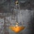 French Art Deco Brass and Etched Ochre Glass Pendant Light, 1920s For Sale - Image 3 of 10