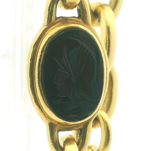 1990s Vahe Naltchayan 18k Gold Onyx and Carnelian Intaglio Bracelet For Sale - Image 15 of 18