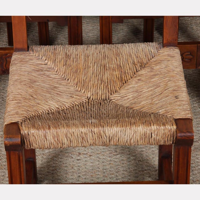 Vintage French Straw-Seated Wooden Chairs, 1950, Set of 6 For Sale - Image 10 of 18