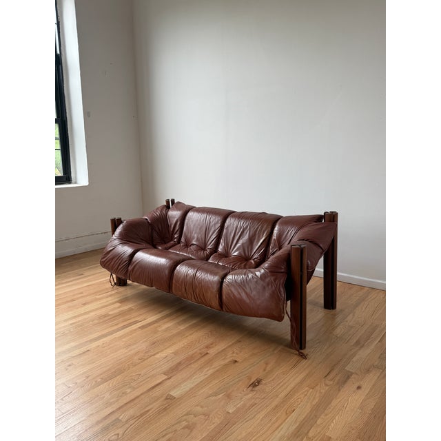 1970s Vintage Mp-211 Chocolate Brown 3-Seater Sofa Attributed to Percival Lafer For Sale - Image 5 of 5