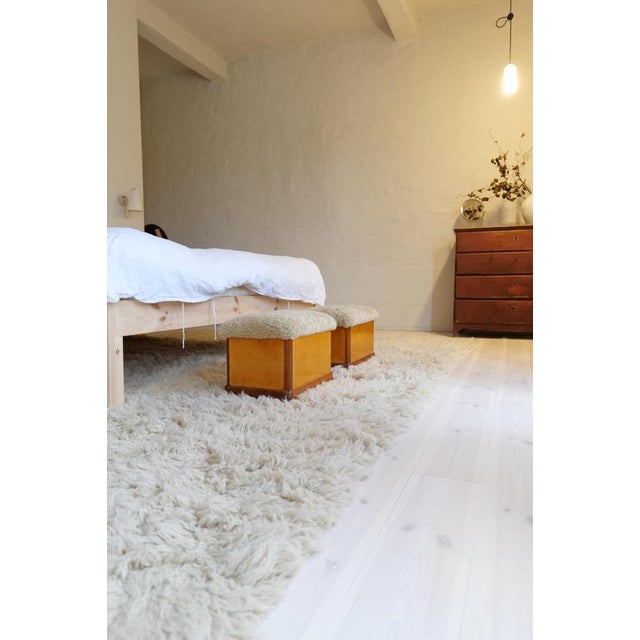 Swedish Art Deco Ottomans in Lacquered Birch with Sheepskin Seats, 1940s, Set of 2 For Sale - Image 3 of 12