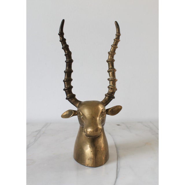 Mid-Century Modern Vintage Brass Antelope Sculpture For Sale - Image 3 of 12