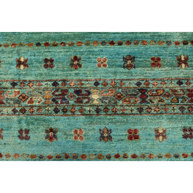Fine Khorjin Rug 7’9” X 11’3” Blue Wool Tribal Hand-Knotted Oriental Carpet For Sale - Image 11 of 15