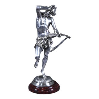A. Carrier, The Neapolitan Mandolin Player, Late 19th Century, Silvered Bronze For Sale