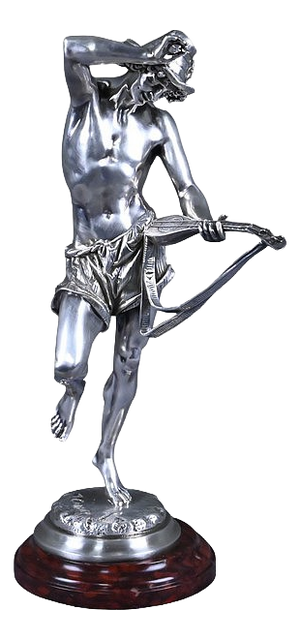 A. Carrier, The Neapolitan Mandolin Player, Late 19th Century, Silvered Bronze