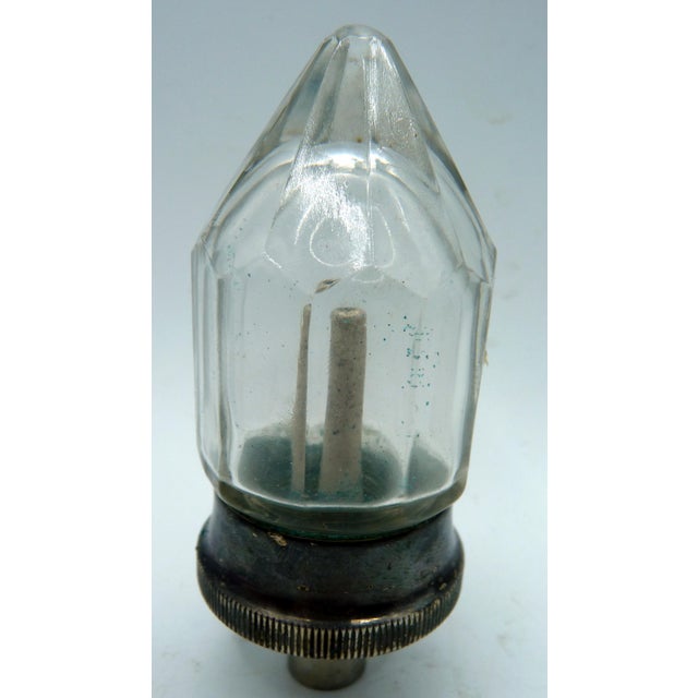 An authentic early 20th-century French electrical component, thoughtfully repurposed as a distinctive lamp finial with a...