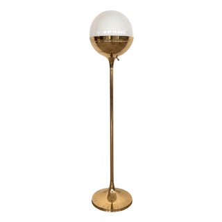 Brass and Glass Globe Floor Lamp from Vereinigte Werkstätten München, 1970s For Sale