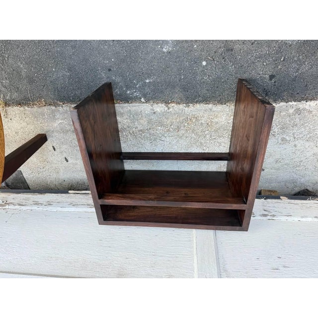 Brown Vintage Rustic Style Solid Wood Side Table For Sale - Image 8 of 17