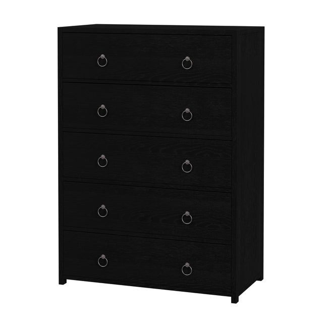 Black Lark 36 in. W Rectangular Wood 5 Drawer Dresser/Chest of Drawers, Washed Black For Sale - Image 8 of 8