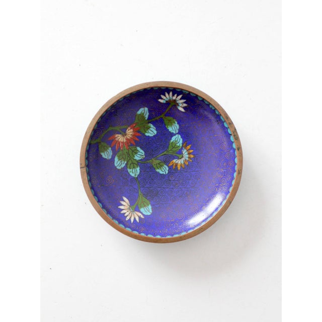 Vintage Chinese Cloisonné Enamel Floral Dish For Sale - Image 6 of 10