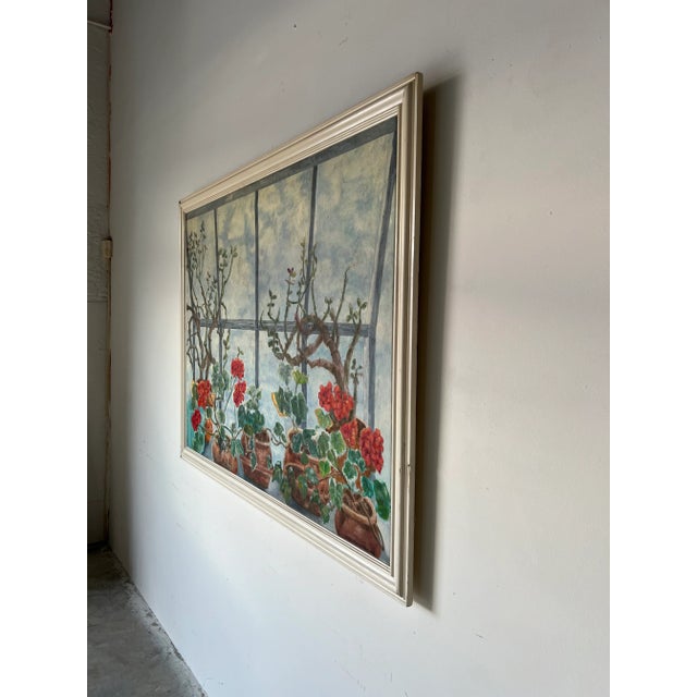 Mid-Century Modern 1980's Toni Dalton Window Flowers Still Life Oil Painting, Framed For Sale - Image 3 of 13