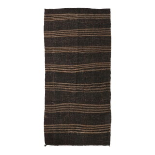 Vintage Brown Striped Kilim Rug - 4`2″ X 8`6″ For Sale