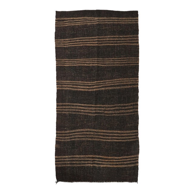 Vintage Brown Striped Kilim Rug - 4`2″ X 8`6″ For Sale