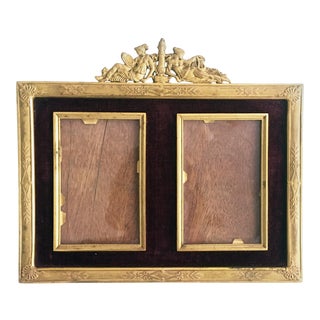 Antique French Gilded Bronze Double Picture Frame For Sale