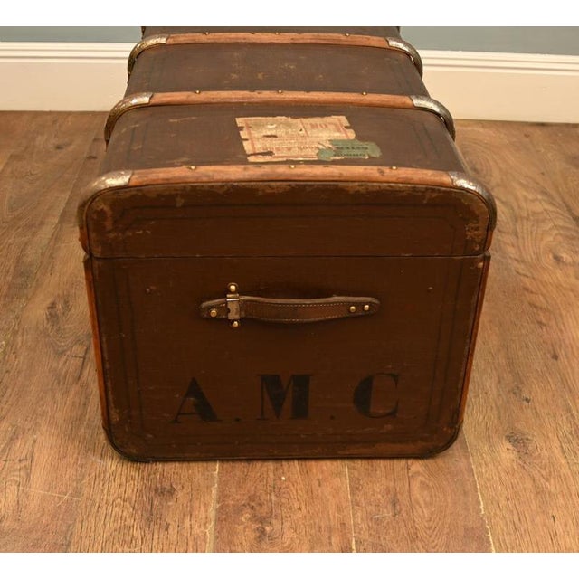 Vintage Steamer Trunk Luggage Case in Leather, 1920s For Sale - Image 3 of 5