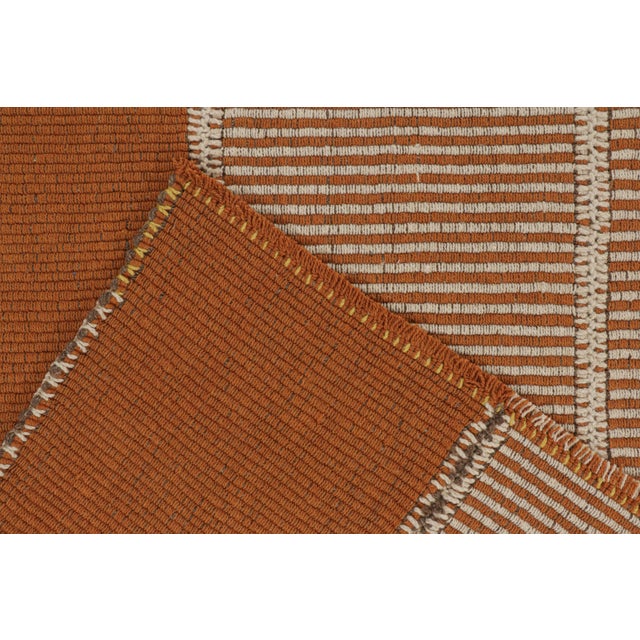Textile Rug & Kilim’s Contemporary Kilim in Orange & Cream Stripes For Sale - Image 7 of 7