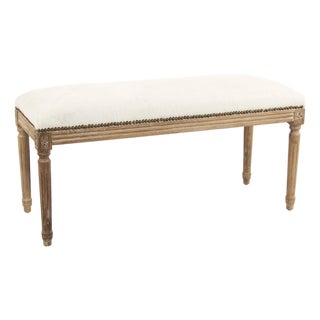 Lille White Cowhide Bench in Oak Frame For Sale
