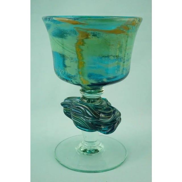 20th Century Modern Blown Glass Chalice Vase by Michael Harris for the Mdina Glass Factory, Malta, 1970s For Sale - Image 11 of 18