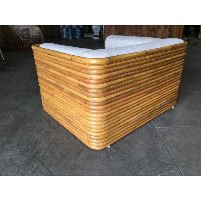 Wood 1970s Restored Full Stacked Rattan Lowboy Lounge Chair For Sale - Image 7 of 8