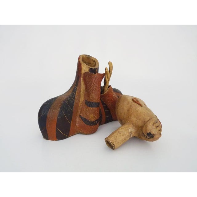 Beige Art Deco Commedia Dell'Arte Bust in Polychrome Terracotta For Sale - Image 8 of 11