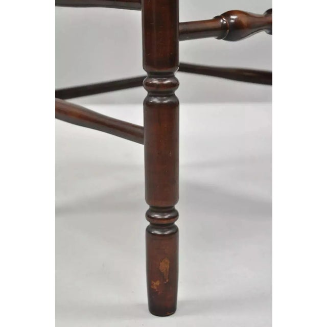 Early 20th Century Antique American Primitive Cherry Wood Woven Rush Seat Ladder Back Side Chair For Sale - Image 10 of 11