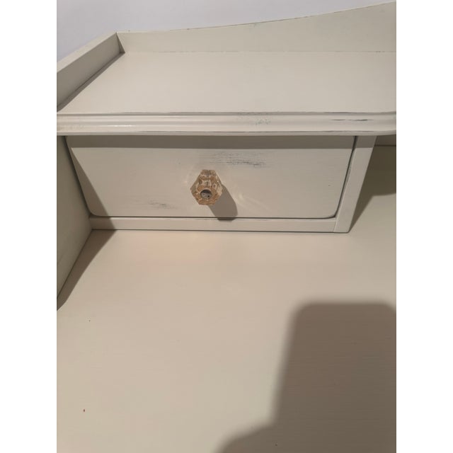 2000 - 2009 20th Century Painted White Writing Desk. Four Drawers and Center Slide-Out for Computer Keyboard. For Sale - Image 5 of 8