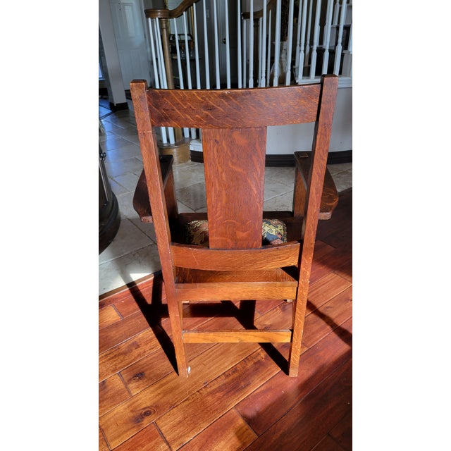 1910s Antique Charles Limbert Oak Chair For Sale In Dallas - Image 6 of 12