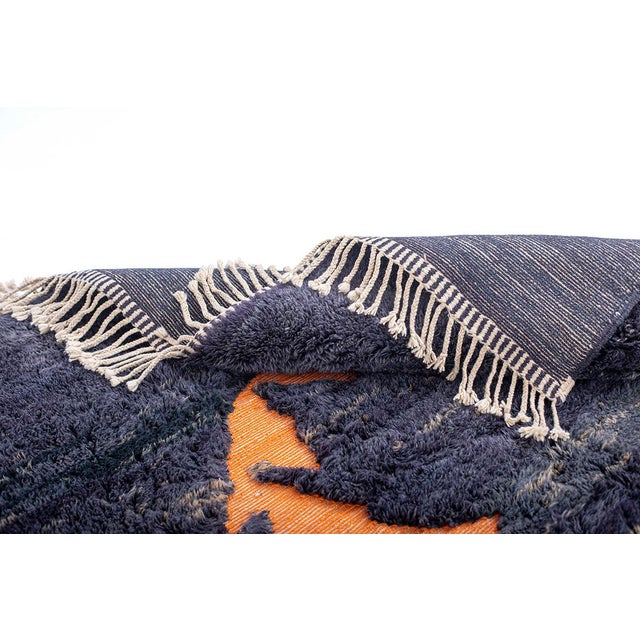 Abstract Hand-Knotted Moroccan Wool Rug | 9'11" X 6'8" | One of a Kind For Sale - Image 4 of 8