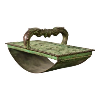 Apollo Studios New York Arts & Crafts Grapevine Pattern Bronze and Slag Glass Rocker Blotter For Sale