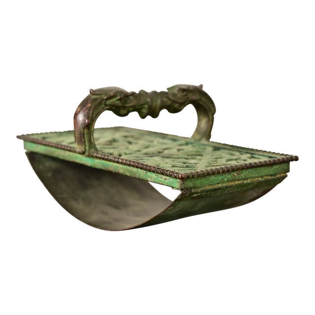 Apollo Studios New York Arts & Crafts Grapevine Pattern Bronze and Slag Glass Rocker Blotter For Sale