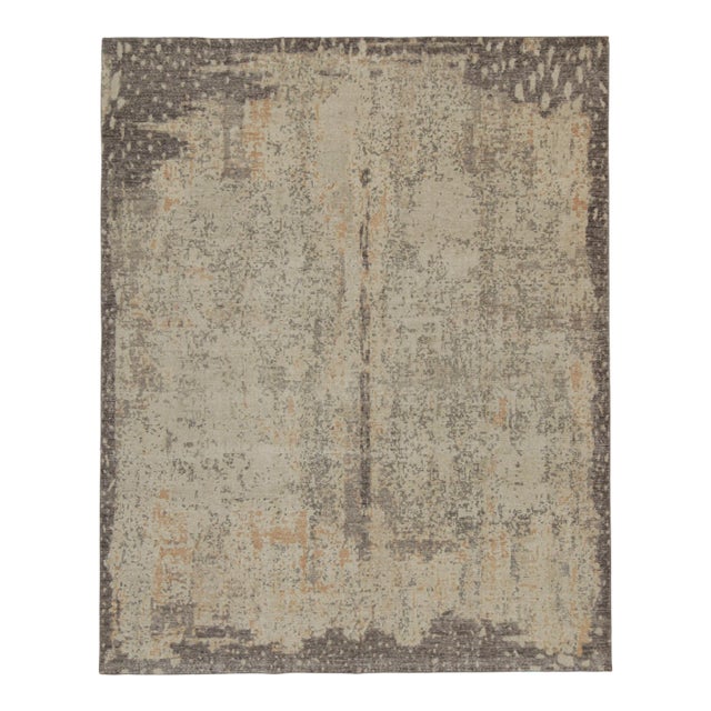 Rug & Kilim’s Distressed Style Abstract Rug in Beige and Gray All Over Pattern For Sale