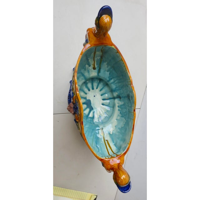 Majolica CenterBowl Barbotine Vintage 20s-30s. For Sale - Image 9 of 12