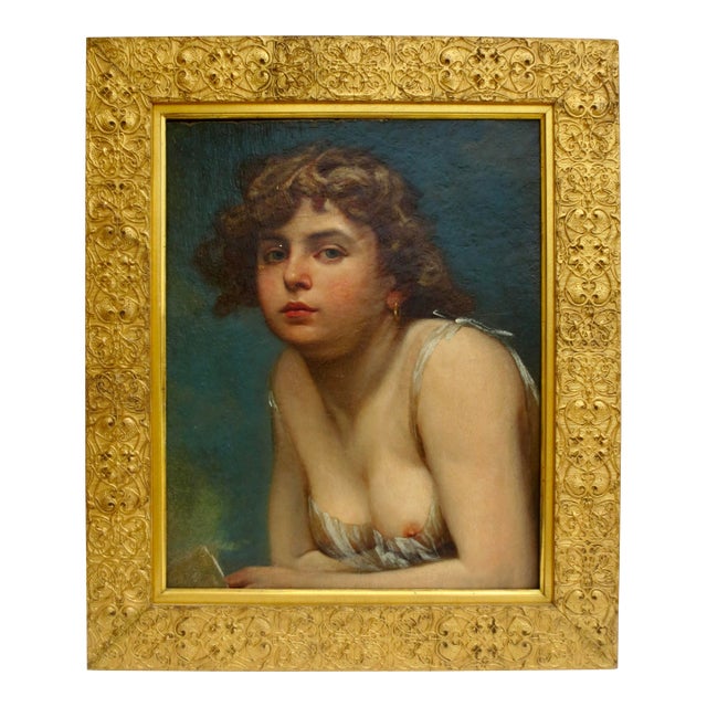 Nude Study of a Young Maiden Oil on Panel For Sale