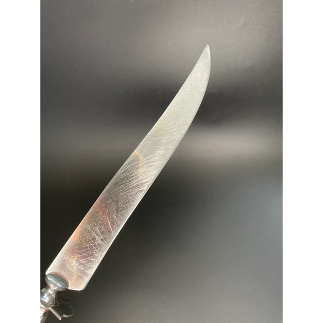 Silver Antique Art Deco Sterling Silver Carving Knife With Stainless Blade For Sale - Image 8 of 9