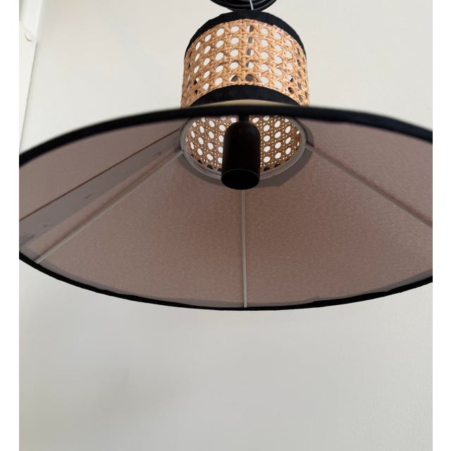 Woven Rattan Pendant Light Includes Bulb & Canopy Overall Height: 9" Diameter: 15.5" Wiring: 54" long