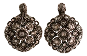 Antique Rose Cut Diamond Drop Earrings, A Pair
