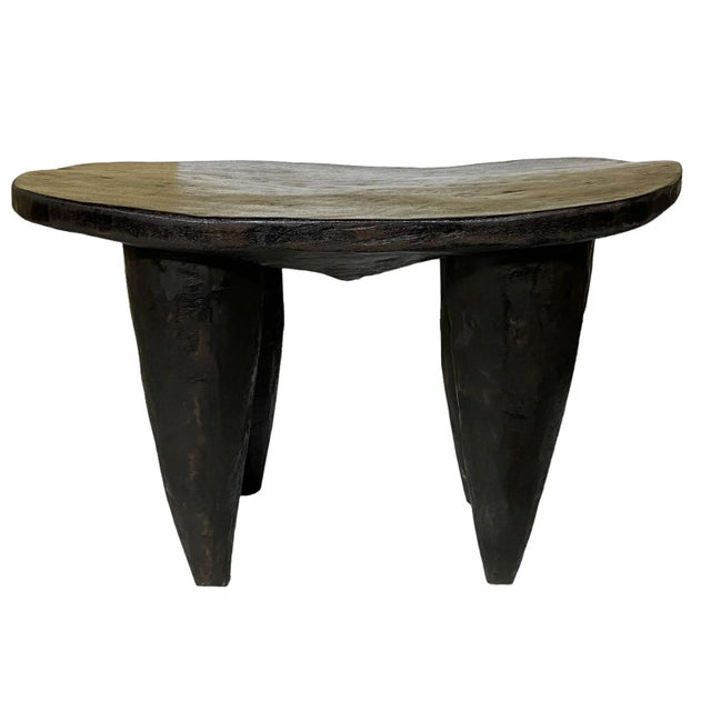 African Solid hand carfted of one piece of wood stool/table by the Senufo Cote D'ivoire . Senufo stools are never figural...