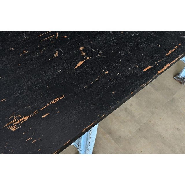 Wood French Antique Cast Iron & Wood Top Work Table For Sale - Image 7 of 13