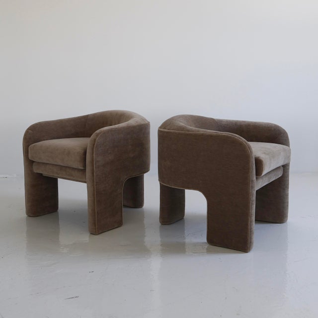 Textile Vladimir Kagan Tri-Leg Chairs, a Pair For Sale - Image 7 of 7