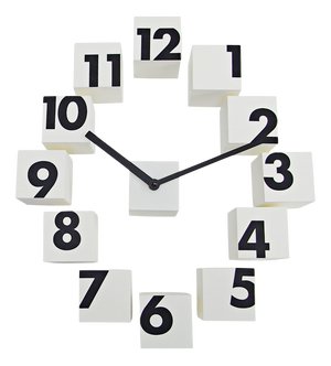 Fragmented Wall Clock with Plastic Cubes, 2010s, Set of 13