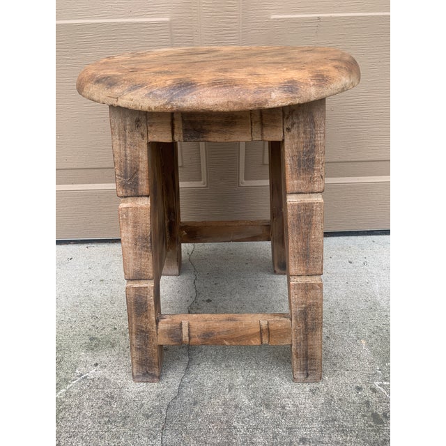 Early 20th Century Rustic Folk Art Wooden Stool or Side Table For Sale - Image 9 of 9