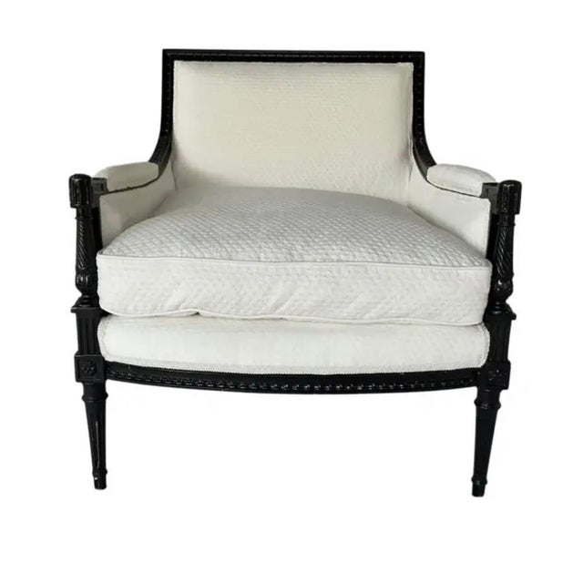 Wood French Louis XVI Marquis Bergère À La Reine Salon Armchairs, a Pair For Sale - Image 7 of 13