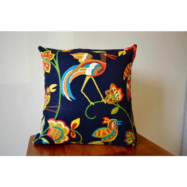Textile Vintage Duralee Fabrics Tropical Birds Pillow For Sale - Image 7 of 7