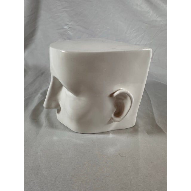 Modern White Ceramic Face Pedestal or Decor Accent For Sale - Image 4 of 9