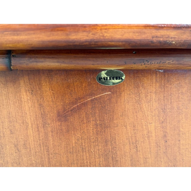 Vintage Palecek Hand-Painted Bamboo Accent Cabinet With Grasscloth Panels For Sale - Image 13 of 13