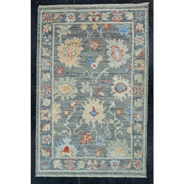 Dark Gray Turkish Oushak Rug 2' x 3'1" #17017 For Sale - Image 8 of 8