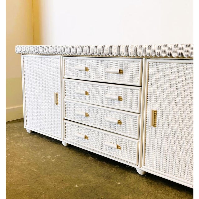 French White Rattan Sideboard, 1970s For Sale - Image 11 of 11