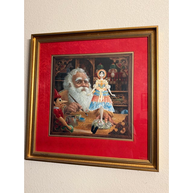 Late 20th Century Signed James C. Christensen "The Gift for Mrs. Claus" Custom Framed Lithograph Number 1932/3500 For Sale - Image 4 of 6