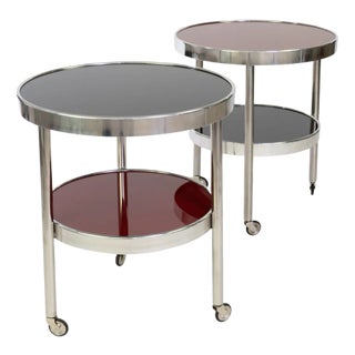 Side Table on Rollers in Bauhaus Style by Artur Drozd For Sale